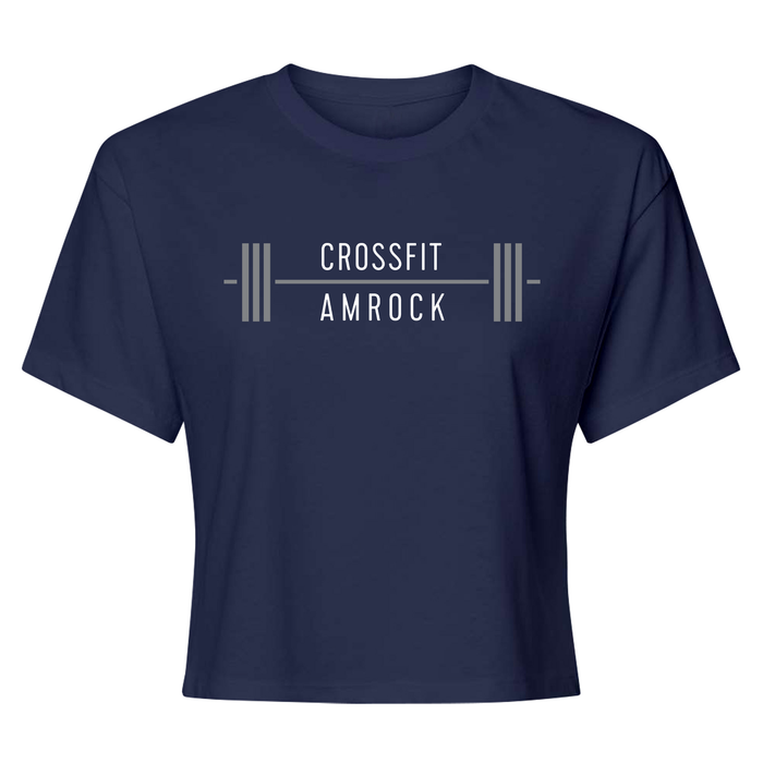 CrossFit AMROCK Barbell Gray Womens - Crop Top T-Shirt