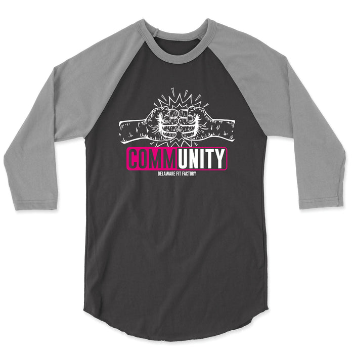 CrossFit Delaware DFF CommUNITY Fistbump Pink Mens - 3/4 Sleeve
