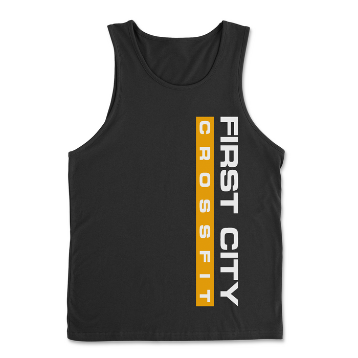 First City CrossFit Vertical Yellow Mens - Tank Top