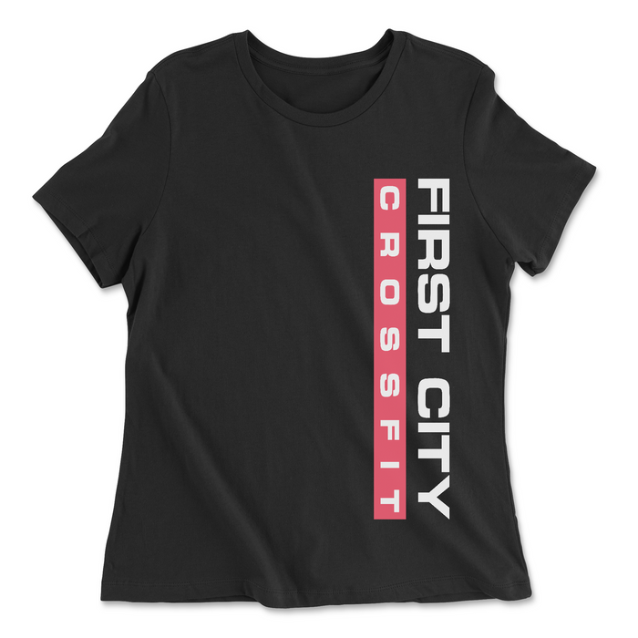 First City CrossFit Vertical Pink Womens - Relaxed Jersey T-Shirt