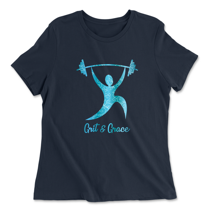 Rushmore CrossFit Grit and Grace (Teal) Womens - Relaxed Jersey T-Shirt