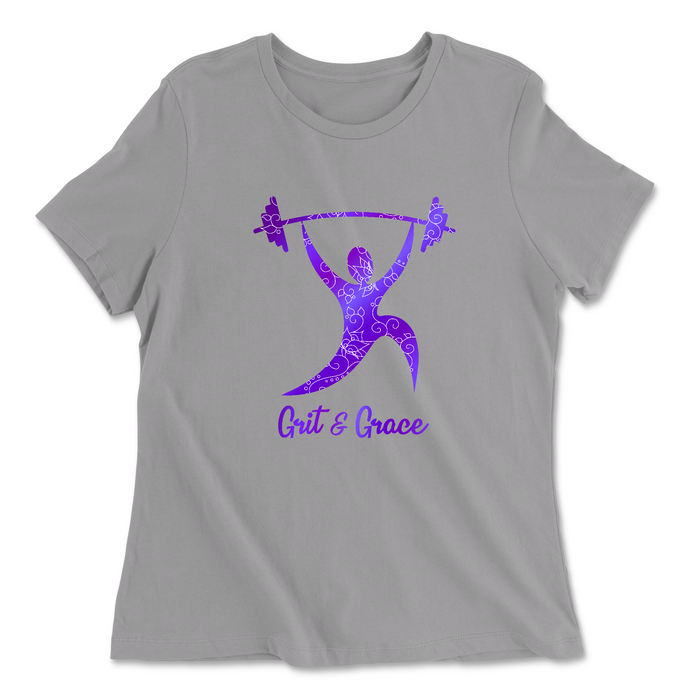 Rushmore CrossFit Grit and Grace (Purple) Womens - Relaxed Jersey T-Shirt