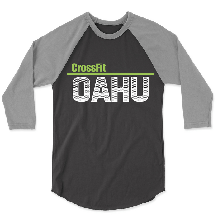 CrossFit Oahu Fittest White Green Mens 3/4 Sleeve