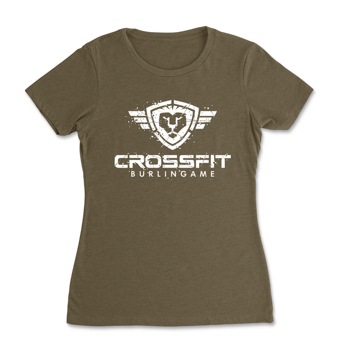 CrossFit Burlingame Distressed (White) - Womens - T-Shirt