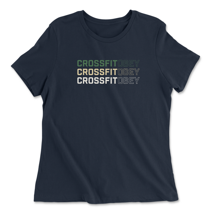CrossFit Obey Green and Gold Womens - Relaxed Jersey T-Shirt