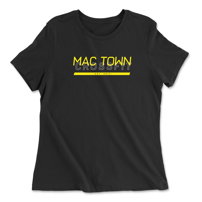 Mac Town CrossFit Black and Yellow Womens - Relaxed Jersey T-Shirt