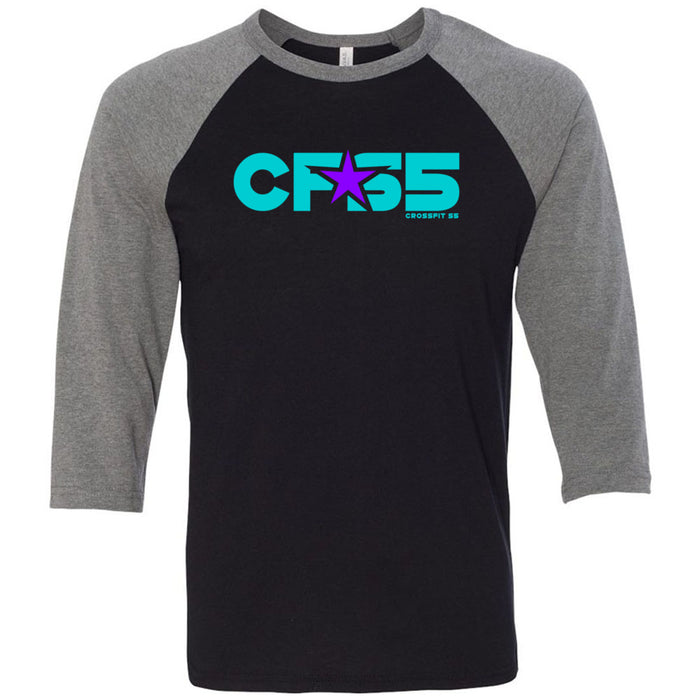 CrossFit S5 - 100 - Cyan Star - Men's Baseball T-Shirt