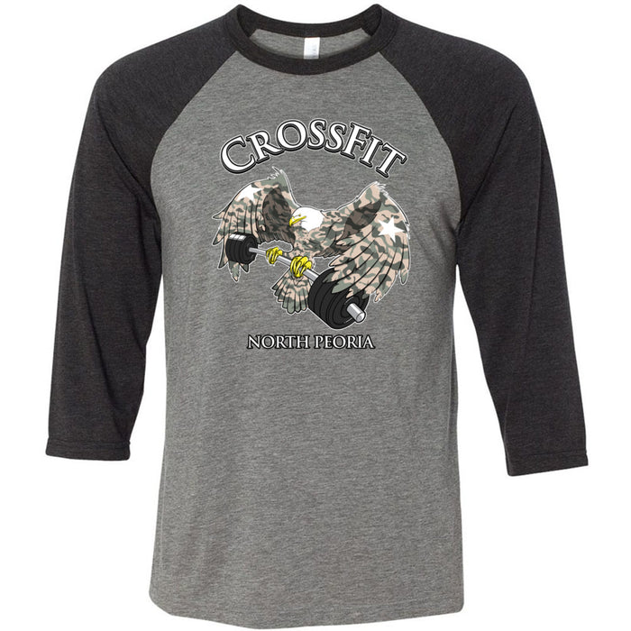 CrossFit North Peoria - 100 - Camo Eagle - Men's Baseball T-Shirt