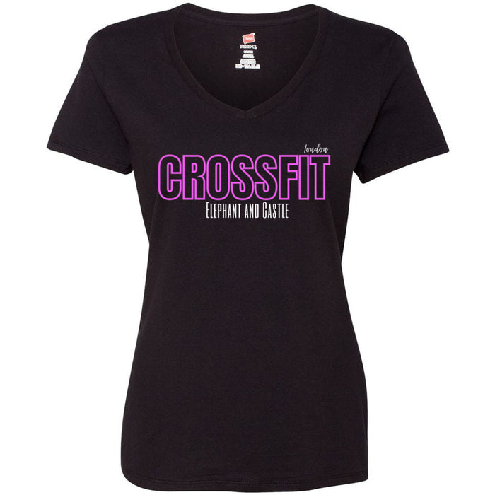 CrossFit Elephant and Castle - 200 - Pink Women's V-Neck T-Shirt