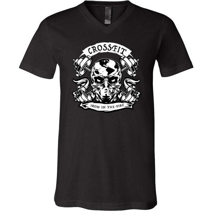 CrossFit Iron in the Fire - 100 - Strong People - Men's V-Neck T-Shirt