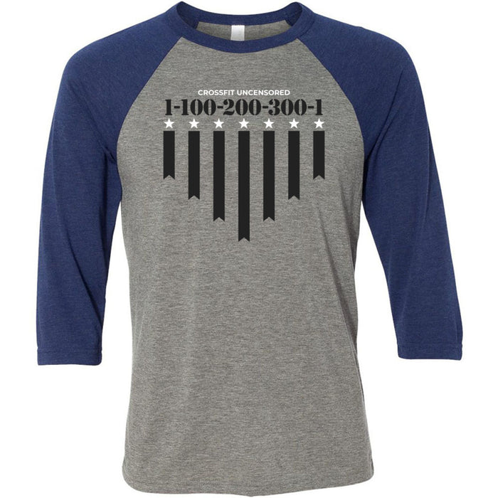 CrossFit Uncensored - 100 - 1-100-200-300-1 - Men's Baseball T-Shirt