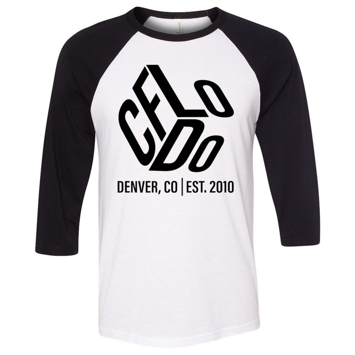 CrossFit Lodo - 100 - Standard - Bella + Canvas - Men's Three-Quarter Sleeve Baseball T-Shirt