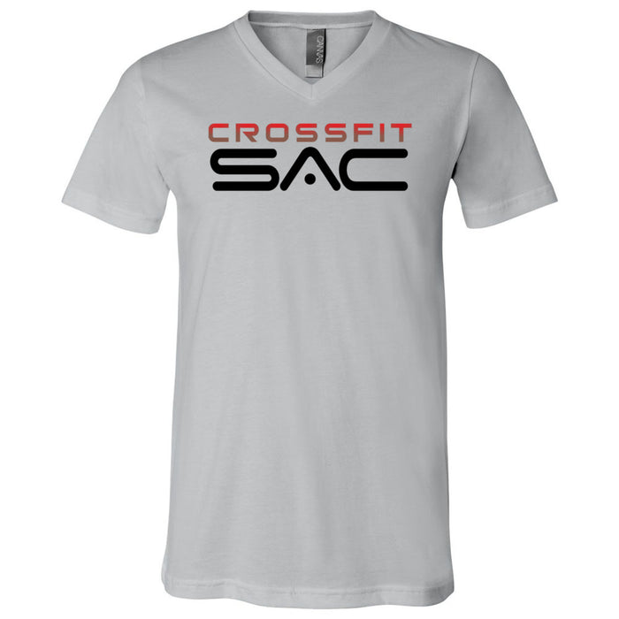 CrossFit SAC - 100 - Red & Black - Men's V-Neck T-Shirt