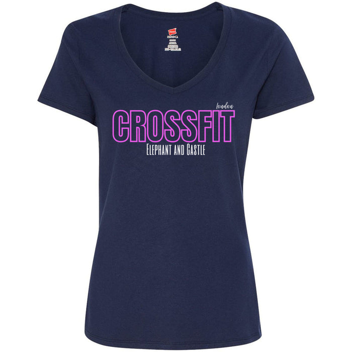 CrossFit Elephant and Castle - 200 - Pink Women's V-Neck T-Shirt