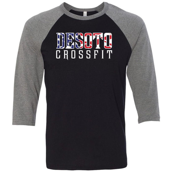 DeSoto CrossFit - 100 - Flag - Men's Baseball T-Shirt