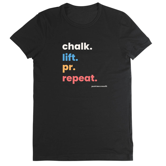 PUSH Box CrossFit - 101 - CHALK LIFT PR REPEAT - Women's T-Shirt