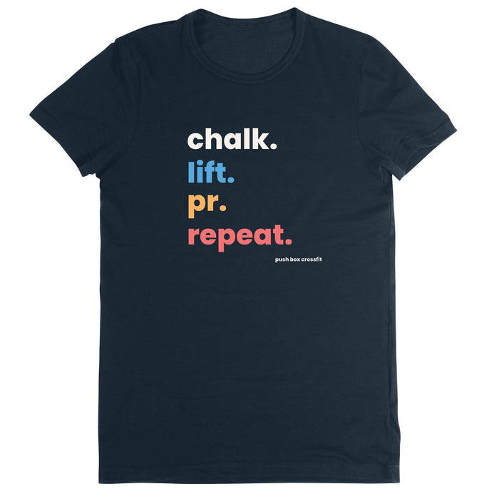 PUSH Box CrossFit - 101 - CHALK LIFT PR REPEAT - Women's T-Shirt