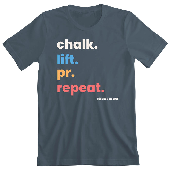 PUSH Box CrossFit - 100 - CHALK LIFT PR REPEAT - Men's T-Shirt