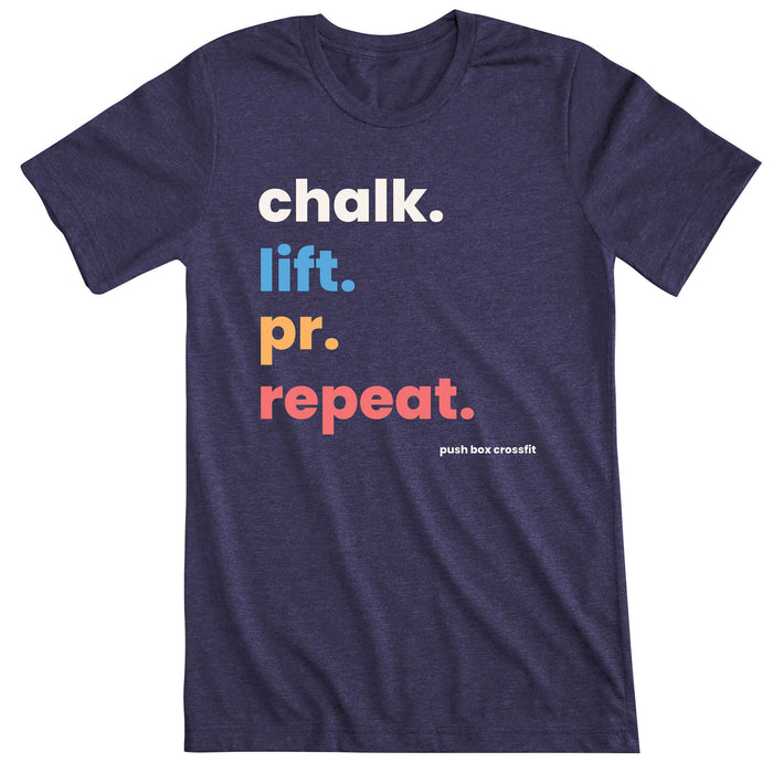 PUSH Box CrossFit - 100 - CHALK LIFT PR REPEAT - Men's T-Shirt