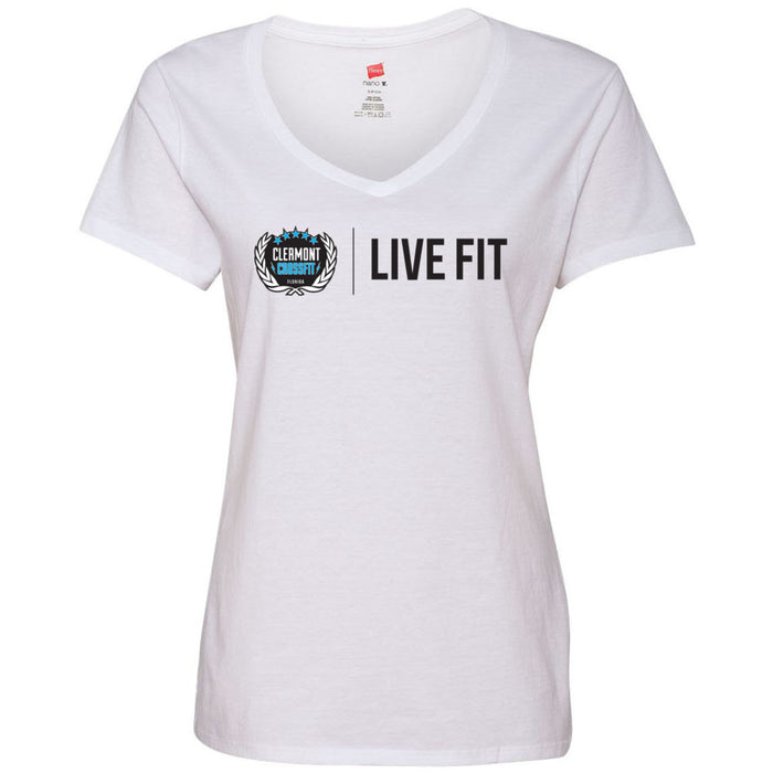 Clermont CrossFit - 100 - Live Fit - Women's V-Neck T-Shirt