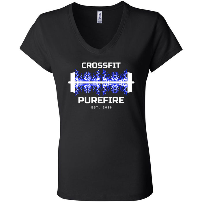 CrossFit Purefire - 100 - Barbell - Women's V-Neck T-Shirt
