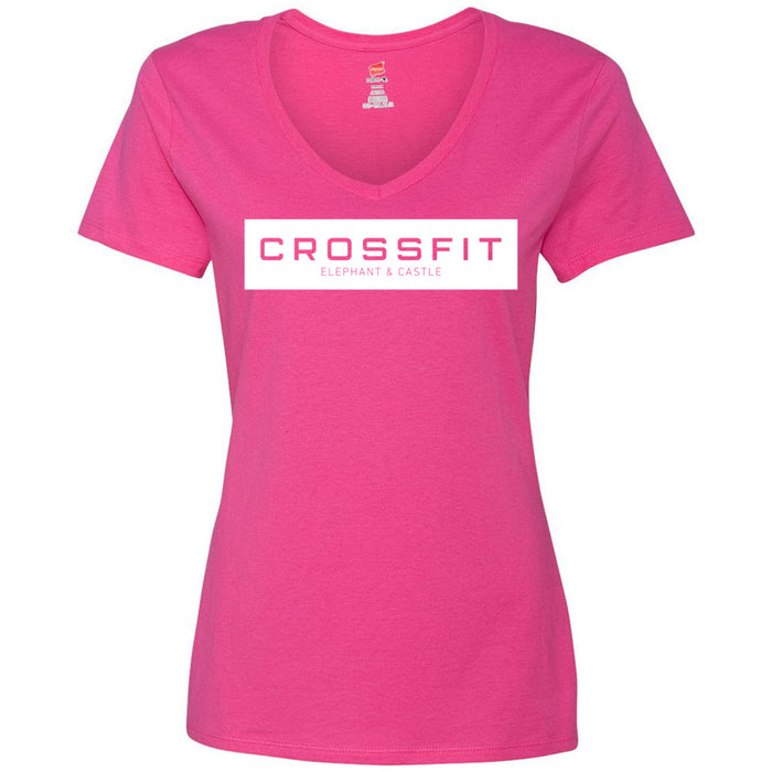 CrossFit Elephant and Castle - 200 - Blocked Women's V-Neck T-Shirt