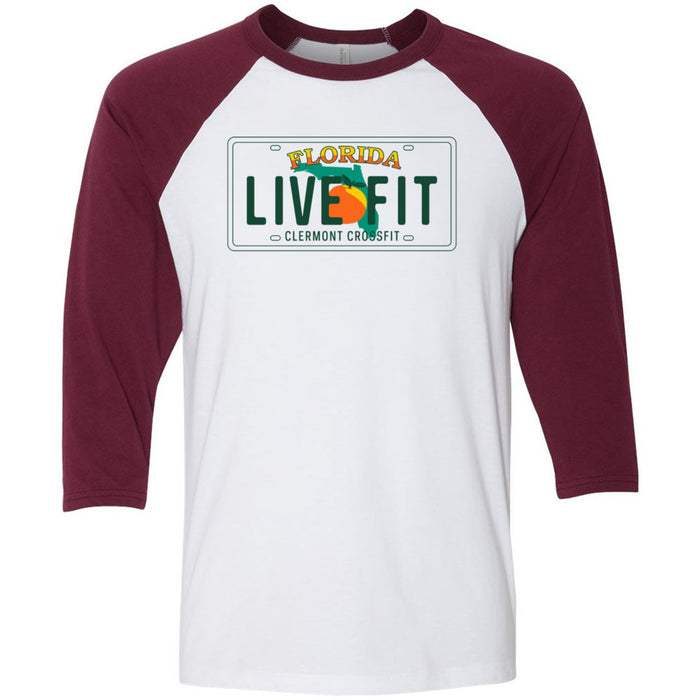 Clermont CrossFit - 100 - License Plate - Men's Three-Quarter Sleeve
