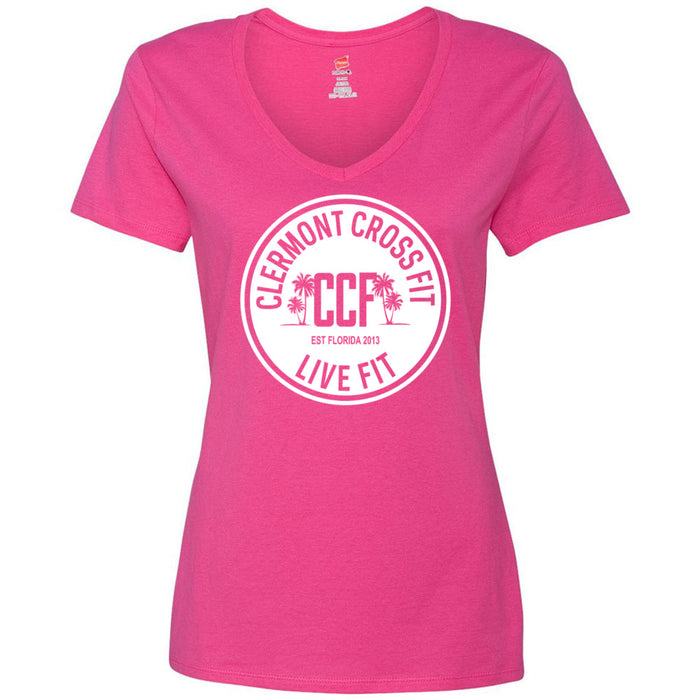 Clermont CrossFit - 100 - Anniversary - Women's V-Neck T-Shirt