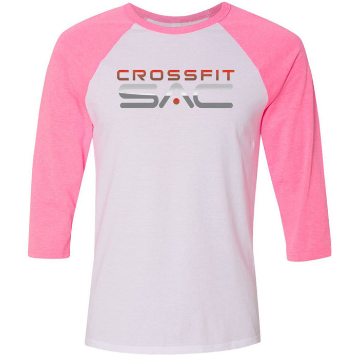 CrossFit SAC - 100 - Red & Silver - Men's Baseball T-Shirt