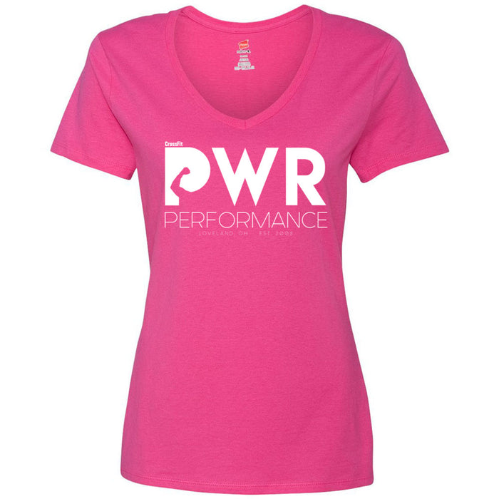 CrossFit Power Performance - 100 - PWR - Women's V-Neck T-Shirt