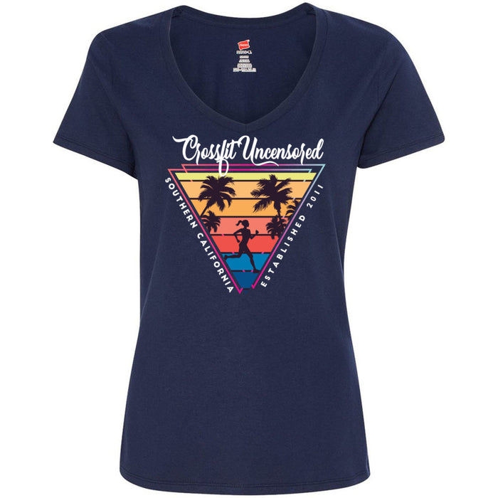 CrossFit Uncensored - 100 - Summer (Triangle) Women's V-Neck T-Shirt