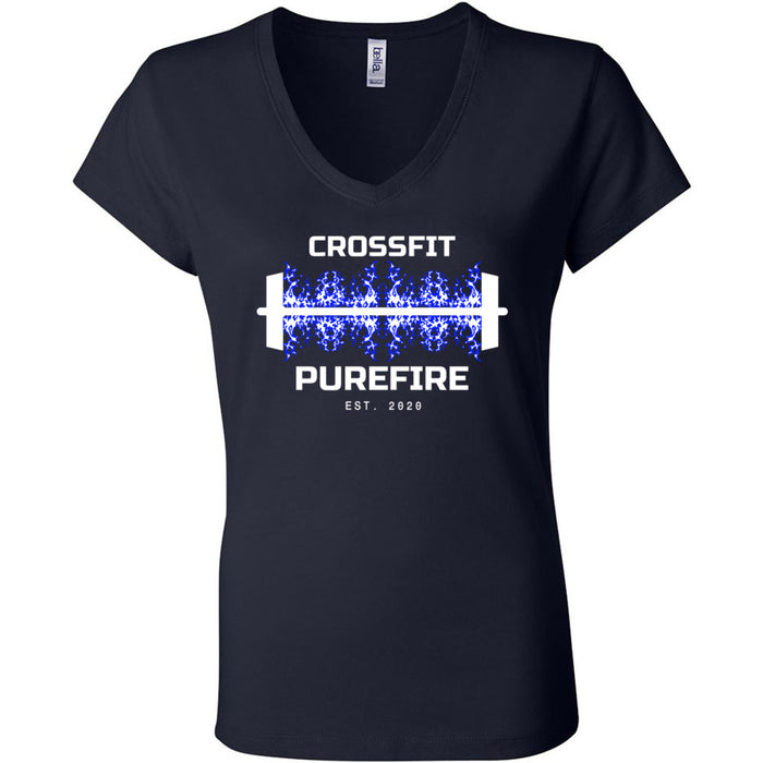 CrossFit Purefire - 100 - Barbell - Women's V-Neck T-Shirt