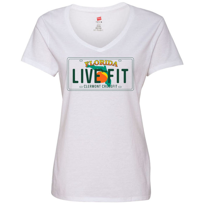 Clermont CrossFit - 100 - License Plate - Women's V-Neck T-Shirt